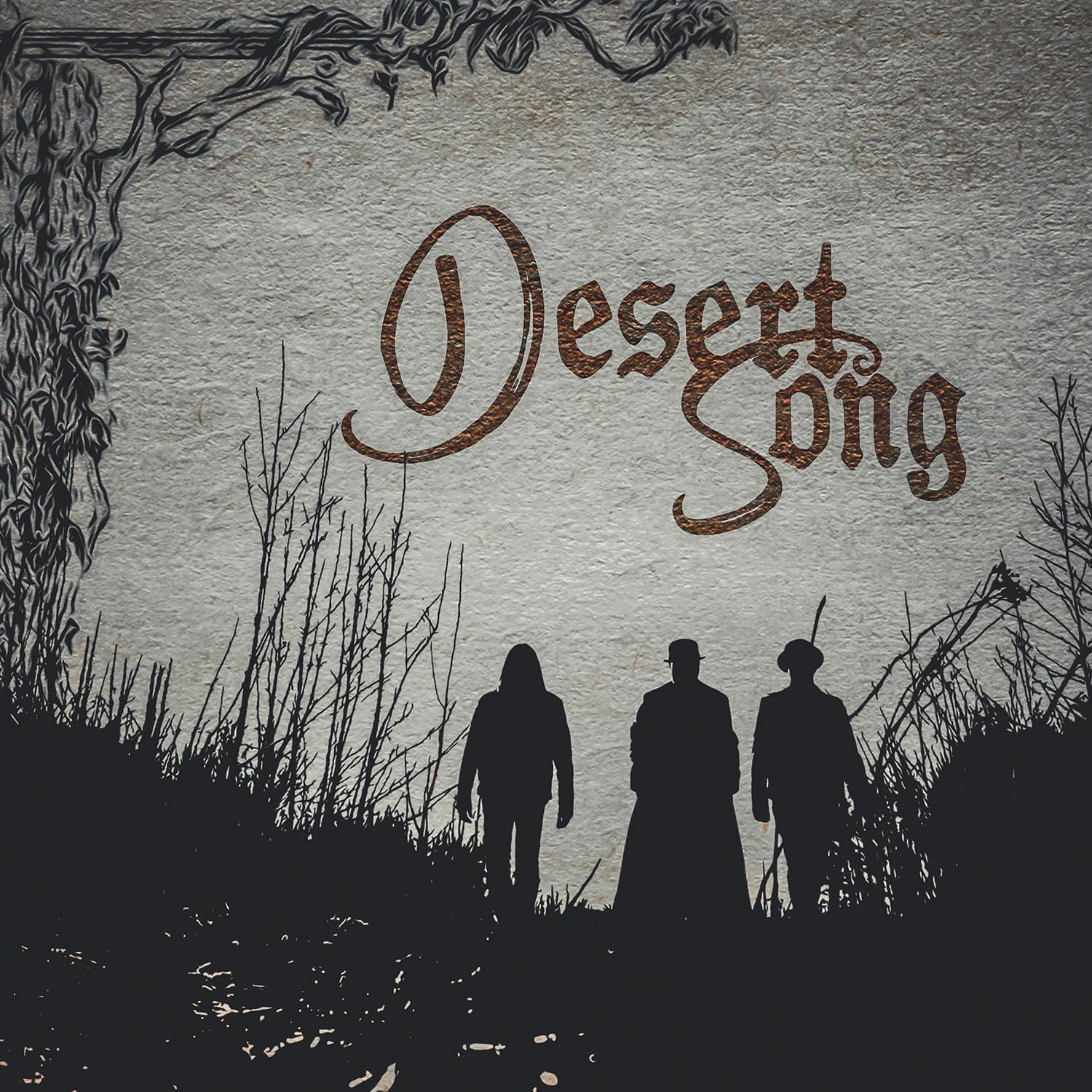 CD cover with silhouetted figures in a desert landscape, titled "Desert Song".