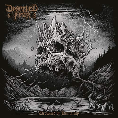 Dark album cover featuring a skull-shaped mountain under a stormy sky.