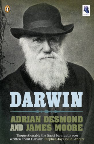 Book cover featuring a portrait of Charles Darwin with a white beard and hat.