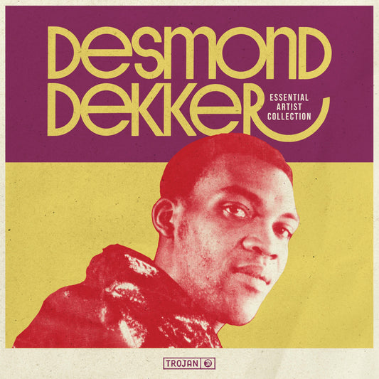 Desmond Dekker album cover with portrait and bold purple and yellow design.