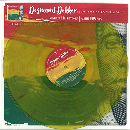 Desmond Dekker vinyl record with marbled yellow and green coloring.
