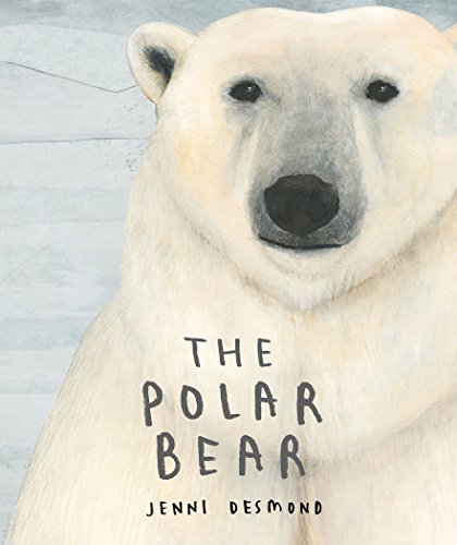 A watercolor illustration of a polar bear against a light blue background.
