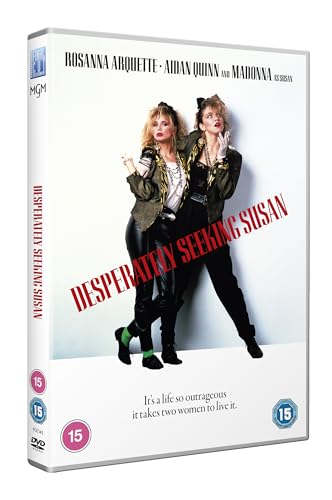 DVD cover for “Desperately Seeking Susan” featuring Madonna and Rosanna Arquette.