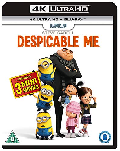 “Despicable Me” 4K UHD Blu-ray cover featuring Gru and Minions.