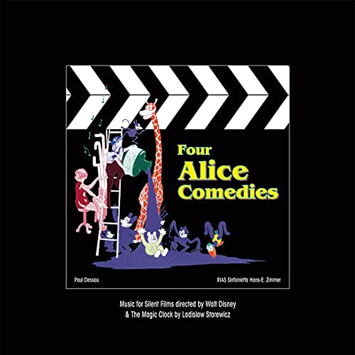 LP cover art featuring cartoon characters and film reel design.
