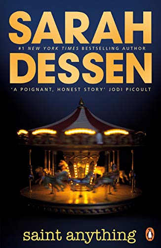 Book cover for "Saint Anything" featuring an illuminated carousel.