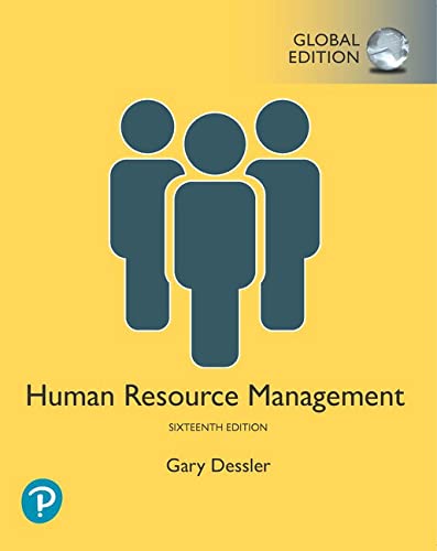 Yellow textbook cover with blue people icons and title "Human Resource Management".