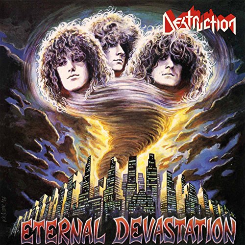 CD cover: three men with long hair, a city, and a swirling vortex.