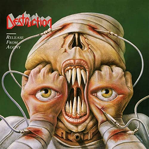 Album cover for Destruction’s “Release From Agony” featuring a monstrous face.