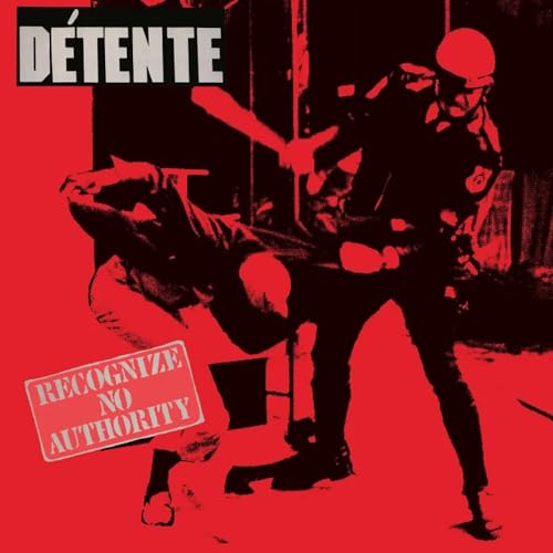 Red album cover depicting a protest scene with police and a fallen person.