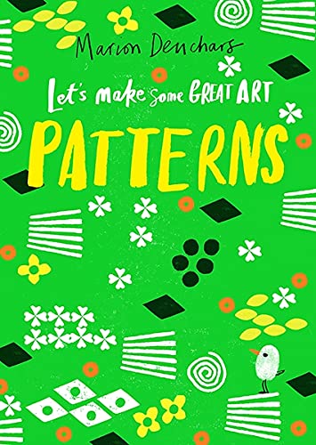 Book cover with bright green background and colorful abstract patterns.