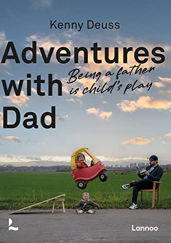 Book cover: father and child with toy car in a field.