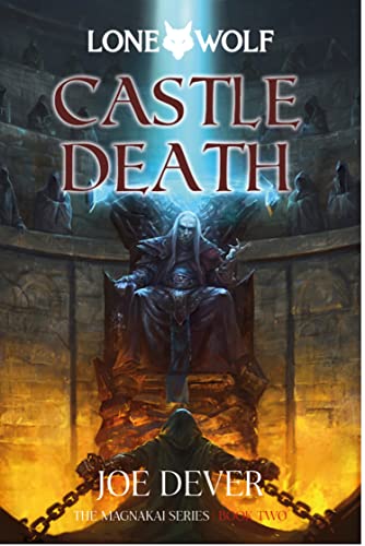 Book cover: “Castle Death” depicts a seated, menacing figure in a throne room.