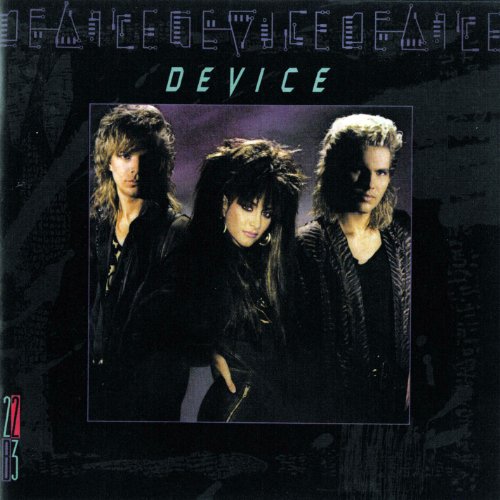 Album cover for "Device - 22b3" featuring three people with 80s hairstyles.