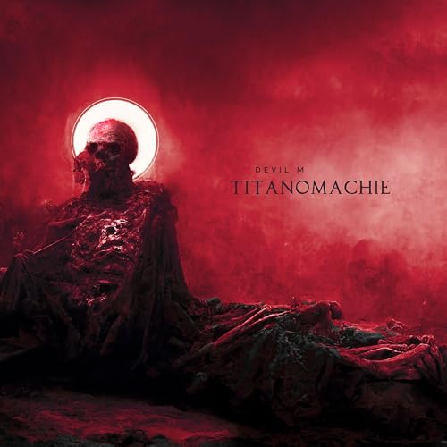 Red album cover depicting a skeletal figure with a halo.