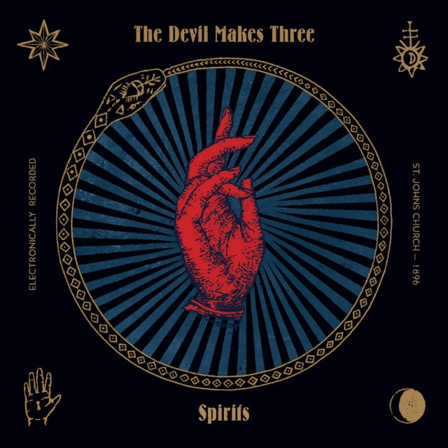 CD cover for "Spirits" by The Devil Makes Three, with hand and snake imagery.