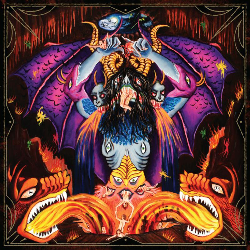 Dark fantasy album cover featuring a multi-headed demonic figure and hellscape.