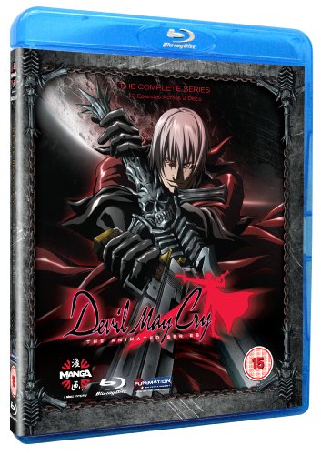 Devil May Cry anime Blu-ray case featuring Dante holding his sword against a dark background.