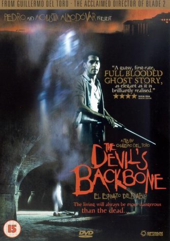 DVD cover for "The Devil's Backbone" featuring a ghostly figure and man.