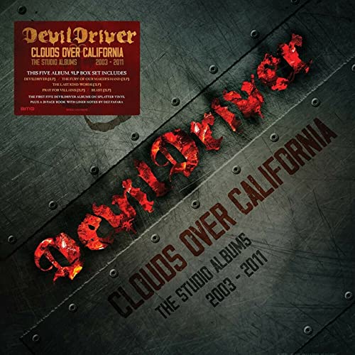 Devildriver "Clouds Over California" vinyl box set with metallic lettering.