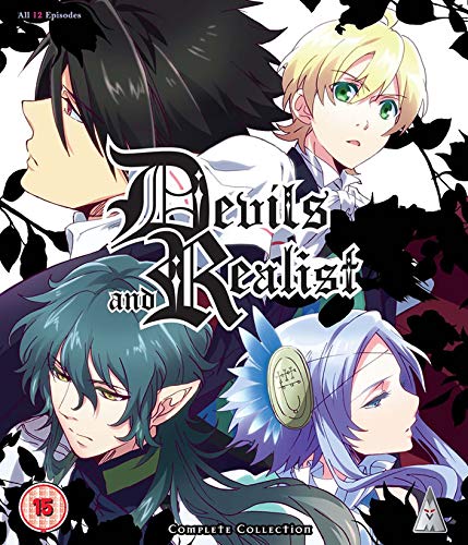 Devil's and Realist" Blu-ray cover featuring four anime characters with dark foliage.