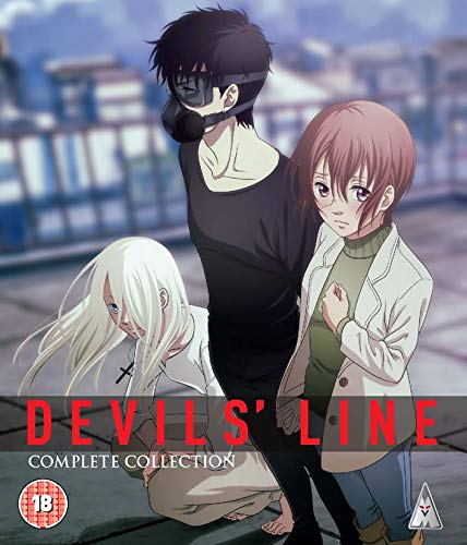 Devils Line" Blu-ray cover featuring three anime characters, one wearing a mask.