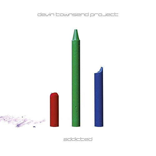 Album cover for Devin Townsend Project’s “Addicted” featuring broken crayons.