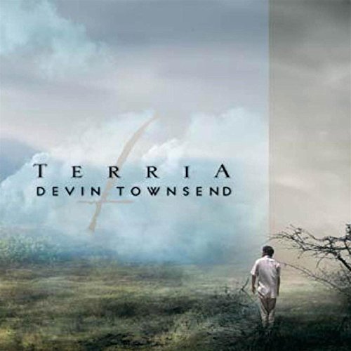 Album cover for Devin Townsend’s “Terria” featuring a cloudy landscape and lone figure.