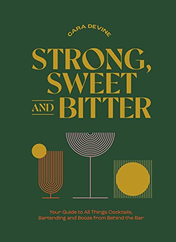 Green book cover with bold text, geometric shapes, and cocktail glass illustration.