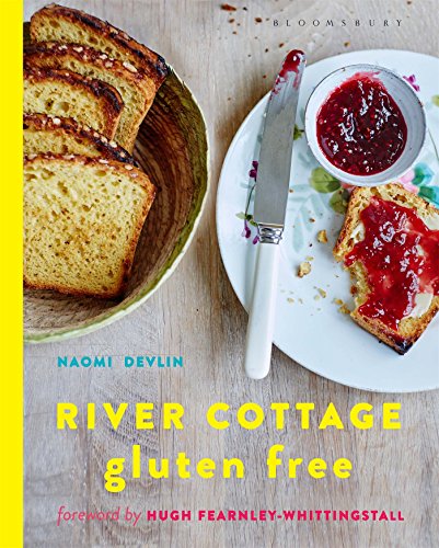 Cookbook cover featuring sliced gluten-free bread, jam, and a floral plate.