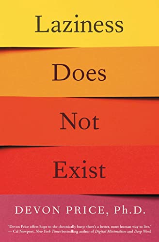 Book cover with the title Laziness Does Not Exist on stacked colorful paper strips.