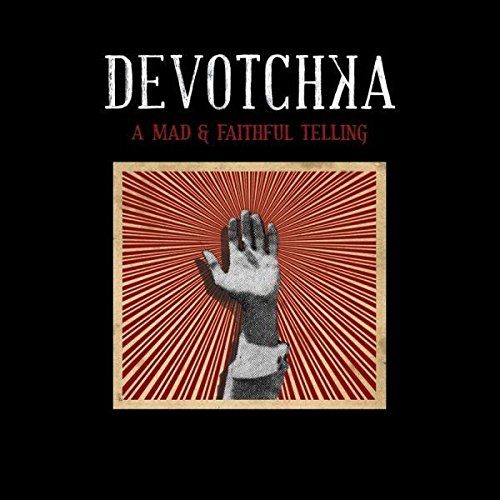 Devotchka album cover: hand reaching up against a red, radiating background.