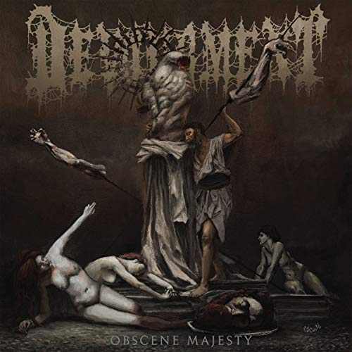 Album cover art: dark, disturbing scene with nude figures and a grotesque, ghostly entity.