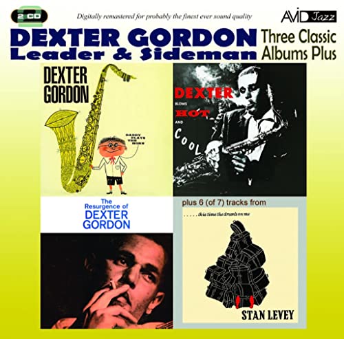 CD cover for Dexter Gordon’s jazz albums, featuring portraits and illustrations.