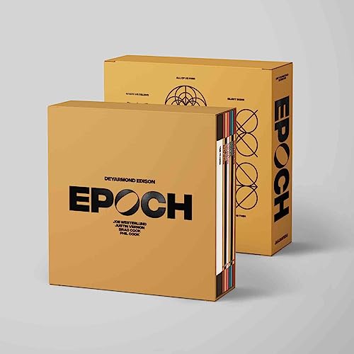 Tan vinyl record box set with black "EPOCH" text and geometric design.