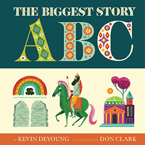 Book cover with colorful illustrated letters and biblical scenes below.
