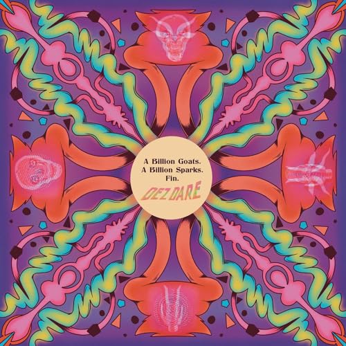 Psychedelic album cover with a goat skull, swirling patterns, and text.