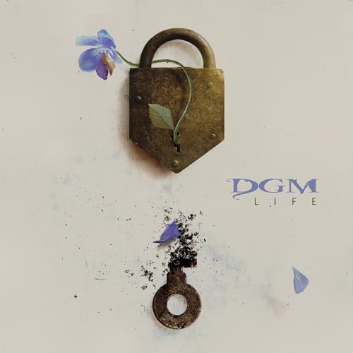 A padlock with a flower and a broken key on a light background.