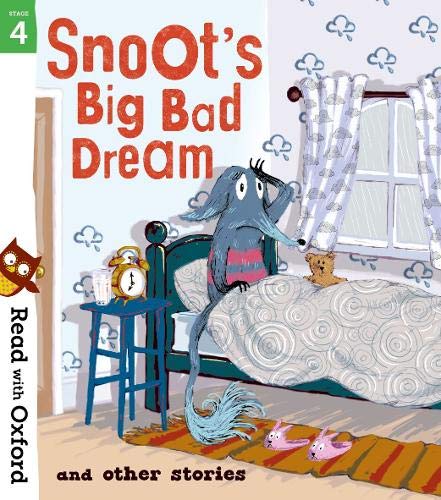 Book cover: sad blue animal in a bedroom with rabbits.