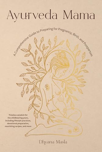 Book cover with golden illustration of a pregnant woman and leafy branches.