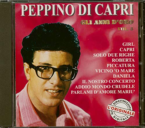 CD cover featuring Peppino Di Capri in glasses, pink background, song list.
