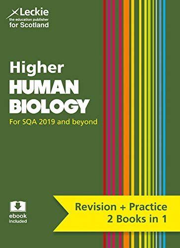 Green textbook cover with white text: “Higher Human Biology” and colorful stripes.