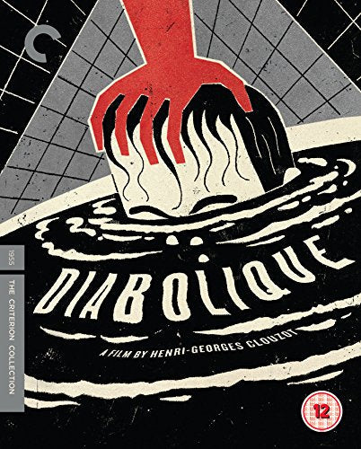 Diabolique" Blu-ray cover: red hand reaching towards a figure in water.