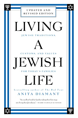 Book cover: “Living a Jewish Life” by Anita Diamant, with blue borders.