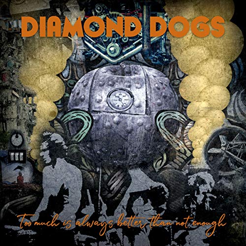 Album cover for Diamond Dogs featuring a robotic figure and city scene.