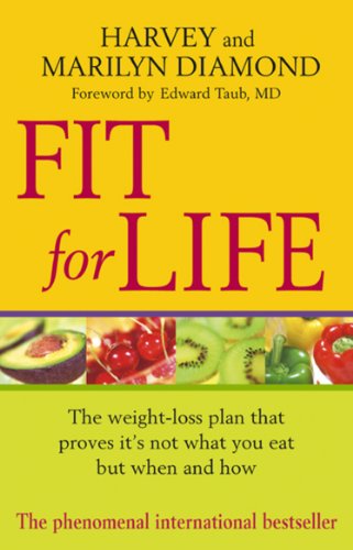 Book cover: "Fit For Life" with fruit imagery and red lettering.