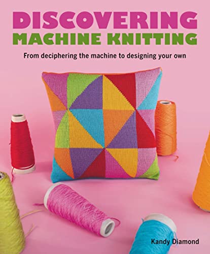 Book cover with knitting machine image, likely featuring yarn and machine parts.