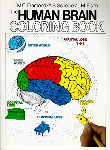 Cover of The Human Brain Coloring Book showing a color-coded diagram of the brain.