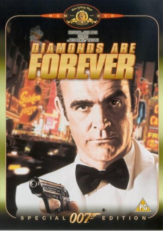 DVD cover for “Diamonds Are Forever” featuring Sean Connery as James Bond.