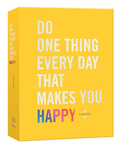 Yellow journal with silver and colorful text reading "Do One Thing Every Day.